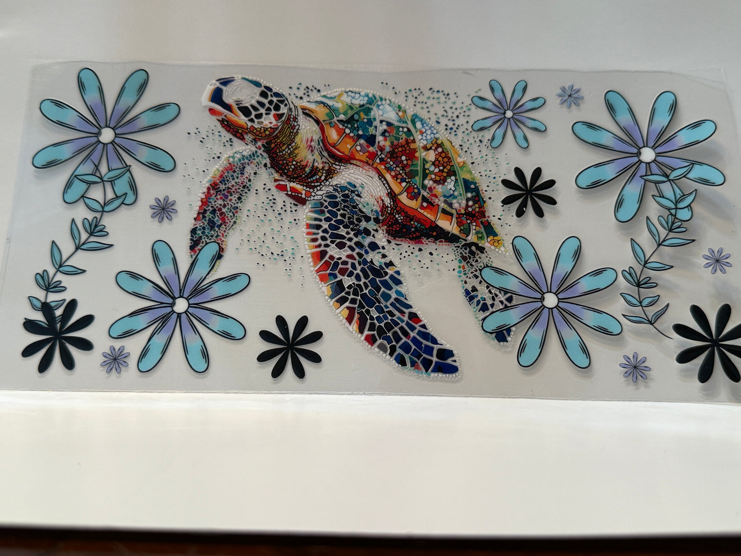 Turtle with Blue Flowers #2