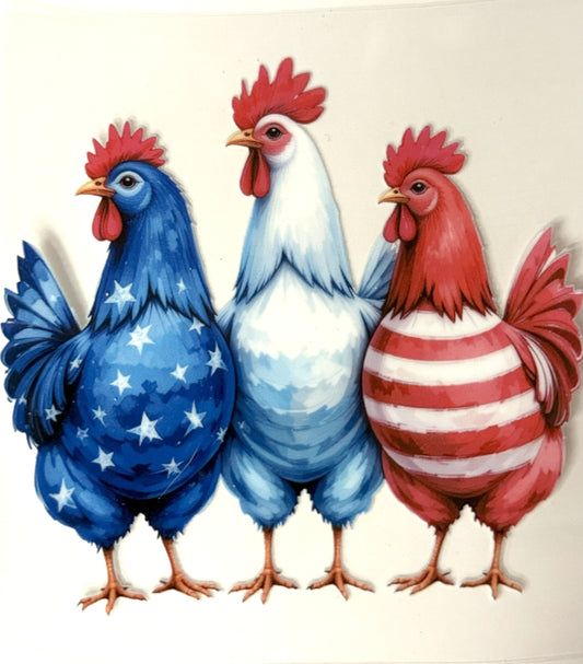 Blue White Red Roosters