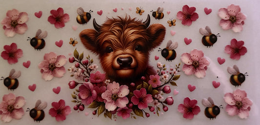Cow - Pretty cow with bees and flowers #12
