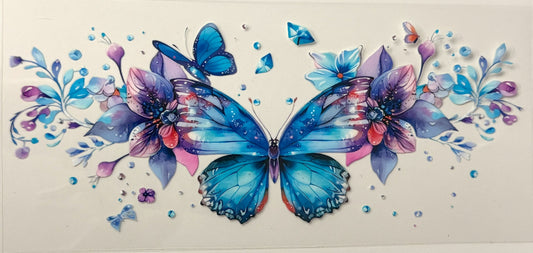 Blue Butterfly with Flowers - #13